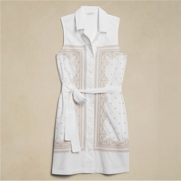 Banana Republic Embroidered Mini Shirt Dress NWT LARGE Banana Republic Embroidered Mini Shirt Dress NWT LARGE